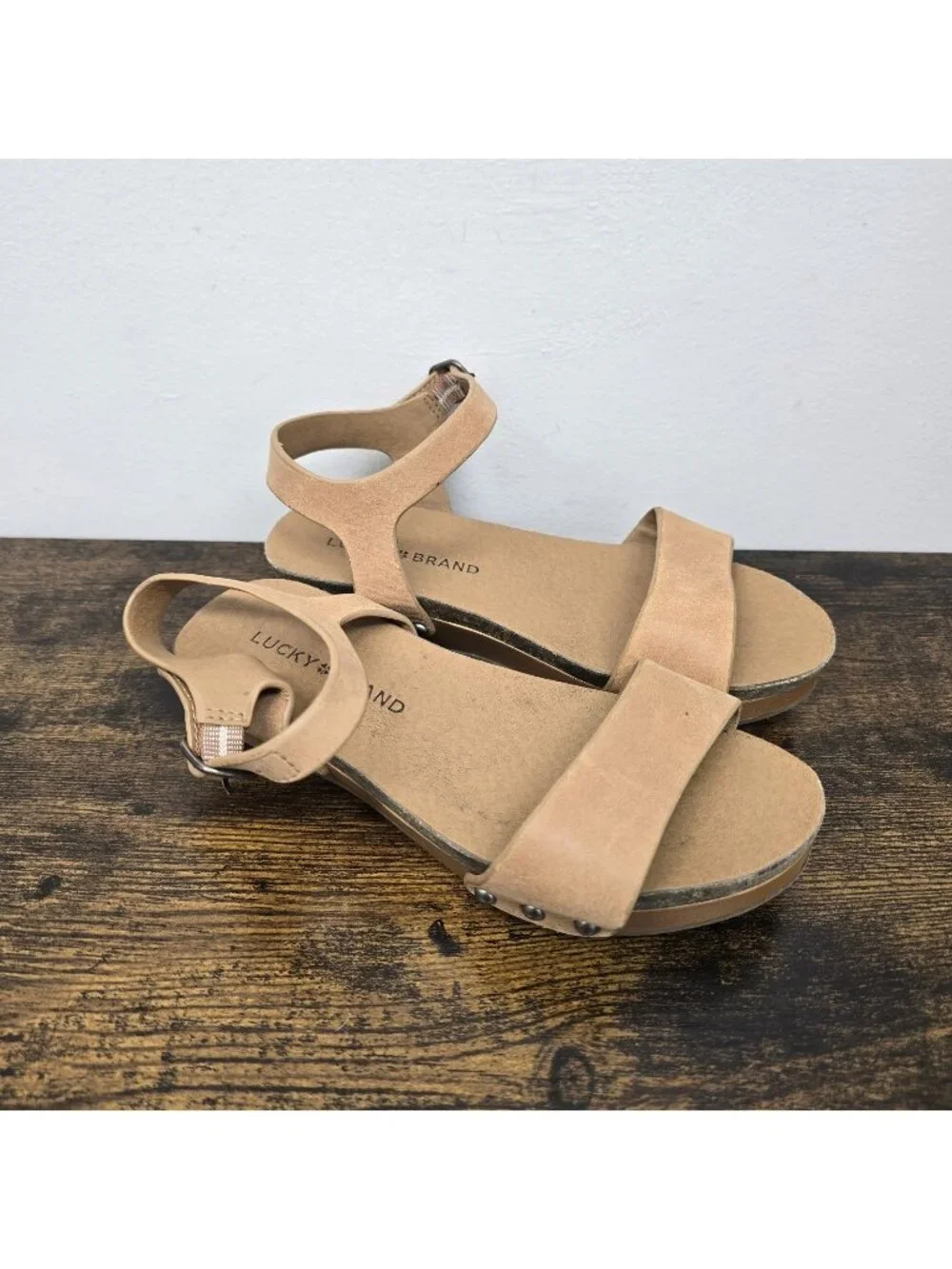 Lucky Brand Leena Sandals Toddler Girls Size 12 Camel Brown Super Soft Leather